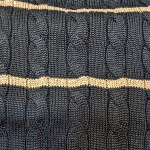 Lauren Ralph Lauren Black & Gold Striped Long Sleeved Boatneck Sweater (L) - Picture 5 of 5